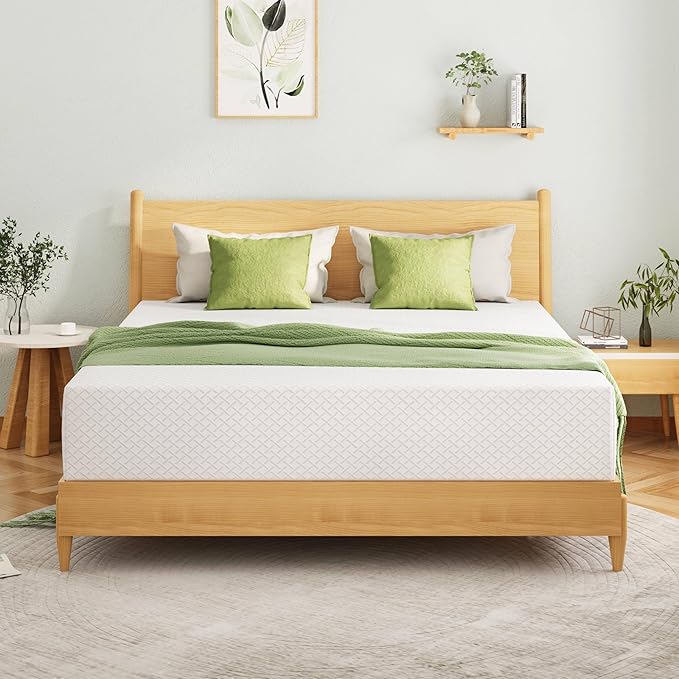 EGOHOME King Size Memory Foam Mattress, 10 Inch Bed Mattress in a Box with Cooling Green Tea Gel, Relieve Pressure with Medium Support, CertiPUR-US Certified, 80''L x 76''W, White