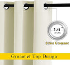 NICETOWN Bedroom Room Darkening Curtains - Triple Weave Grommet Top Thermal Insulated Solid Energy Saving Panels/Drapes for Villa/Hall, Beige, 1 Pair, 52 inches by 95 Inch