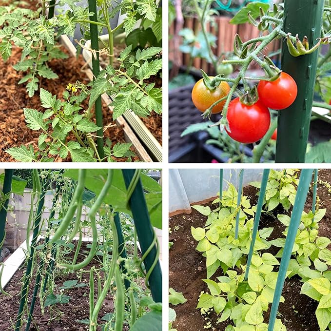 58 Inch (Approx 5FT) Garden Stakes for Outdoor Plant Support, 0.43 inch Diameter Plant Stake Sticks for Tomato Beans Potted Climbing Plants Gardening Supplies 20 Pack