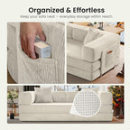 78.8" Convertible Sofa Bed,Corduroy Futon Couch with Storage Pocket,Folding Pull Out Futon Sofa,No Assembly Boneless Couch for Living Room, White | futon sofa bed, sofa, couch, loveseat, convertible sofa, boneless couch