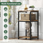 Simple Trending 3 Tier Side Table, End Table Night Stand Sofa Table Shelf for Living Room, Rustic Brown