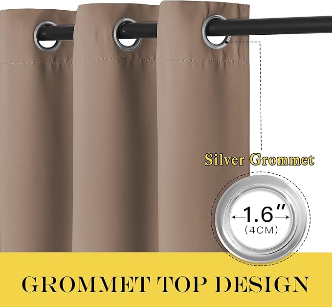 NICETOWN Blackout Doorway Curtain 80 inches Long for Bedroom - Grommet Light & Heat Blocking Window Treatments Sound Reducing Drapes for Living Room (1 Panel, W46 x L80, Cappuccino)