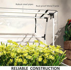 Outsunny Raised Garden Bed with Flip-Up Greenhouse Cover, Elevated Planter Box with Legs and Drainage Hole for Vegetables Flowers Herbs, 39.4" x 18.9" x 48.8", White