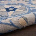 Nourison Home Aloha Blue Grey 9' x 12' Area Rug - Easy Clean, Non Shedding, Bed Room, Living Room, Dining Room, Kitchen (9' x 12')