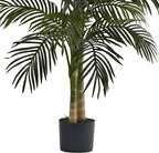 Nearly Natural 4ft Golden Cane Palm, Double Stalk Artificial Tree With Lush Realistic Foliage Maintenance Free Indoor Faux Palm Plant For Living Room, Easy Setup, Perfect Tropical Decoration