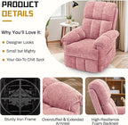 Recliner Chair, Swivel Rocker Recliner Chair for Adults, Small Recliners for Small Spaces, Manual Recliner Chair with Side Pockets, Nursery Rocking Chair for Living Room, Chenille, Rose Pink