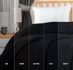 Utopia Bedding Black 100% Cotton Waffle Blanket 300 GSM [Twin - 90x72 Inch] Soft Lightweight Breathable Dorm Bed Blanket for All Season