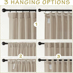 NICETOWN Thick Flax Linen Camel Curtains 108 inches Long, Pinch Pleated Linen Blend Privacy Added with Light Filtering Window Treatments for Living Room/Bedroom, W50 x L108, 2 Panels