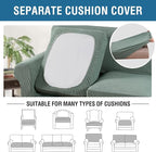 H.VERSAILTEX 3 Piece Stretch Sofa Covers for 2 Cushion Loveseat Couch Covers for Living Room Sofa Slipcovers (Base Cover Plus 2 Seat Cushion Covers) Thicker Jacquard Fabric(Medium Sofa, Sage)