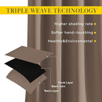 NICETOWN Kitchen Blackout Curtains and Drapes - Triple Weave Energy Saving Thermal Insulated Solid Grommet Blackout Panels for Patio (1 Pair, 46 inches by 72 Inch, Cappuccino)