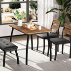 IDEALHOUSE 43'' Dining Table Set for 4, Wooden Kitchen Table with Upholstered Bench & 2 Cushion Chairs, Industrial Dinette Set for Studio, Kitchen, Dining Room, Apartment, Retro