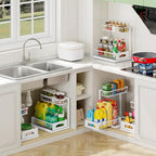 Under Sink Organizer and Storage, Height Adjustable Cabinet Organizer with Slide Out Drawer, Pull Out Under Sink Storage, Multi-Purpose 2 Tier Sink Shelves for Kitchen Bathroom Pantry (White, 1 Pack)