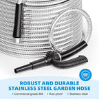 SPECILITE Metal Garden Hose 50ft Heavy Duty 304 Stainless Steel Water Pipe for Yard, Outdoor, RV - Durable, Tough & Flexible, Kink & Tangle Free, Pet-proof, Puncture Resistant with Independent Grip