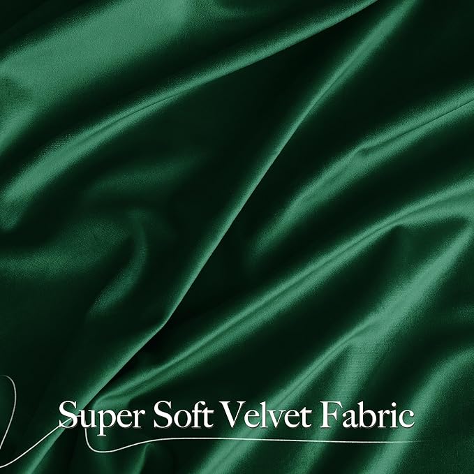 NICETOWN Emerald Green Velvet Curtains 96 inches Long (2 Panels, 52-inch Wide), Home Decoration Thermal Insulated Drapes for Forest Theme Kids Bedroom