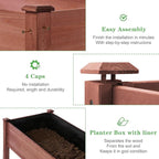 48×24×30 Inch Raised Garden Bed with Legs, Solid Wood Elevated Planter Box Stand with Liner for Outdoor, Backyard, Patio, Balcony