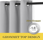 NICETOWN Blackout Sliding Door Curtain 120 inches Long, Grommet Top Thermal Insulated Extra Wide Room Divider Window Treatment for Patio/French Door, W100 x L120, 1 Panel, Silver Grey