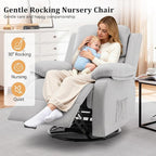 Recliner Chair, 360 Swivel Rocker Chair for Adults, Small Rocking Recliner for Small Spaces, Upholstered Fabric Glider Recliner Nursery