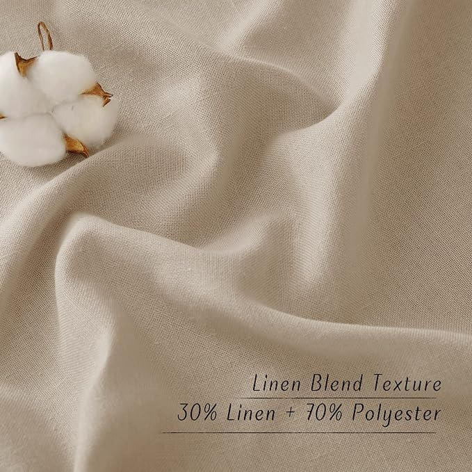 NICETOWN Thick polyester and linen Curtains 96 inch Long, Grommet Semi Sheer Window Treatments Privacy Added with Light Filtering Drapes for Bedroom/Living Room, Taupe, W55 x L96, 2 Panels