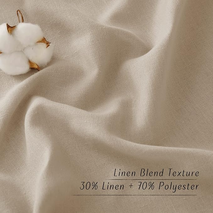 NICETOWN Linen Taupe Window Curtains 84 inches Long, Grommet Thick Linen Blend Window Treatments Privacy Assured with Light Filtering for Bedroom/Living Room, W42 x L84