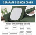 H.VERSAILTEX 3 Piece Stretch Sofa Covers for 2 Cushion Sofa Couch Covers for Living Room Furniture Cover (Base Cover Plus 2 Seat Cushion Covers) Thicker Jacquard Fabric(Large Sofa, Bronze Green)