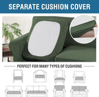 H.VERSAILTEX 4 Piece Stretch Sofa Covers for 3 Cushion Couch Covers for Living Room Furniture Slipcovers (Base Cover Plus 3 Seat Cushion Covers) Upgraded Thicker Jacquard Fabric (Sofa, Bronze Green)