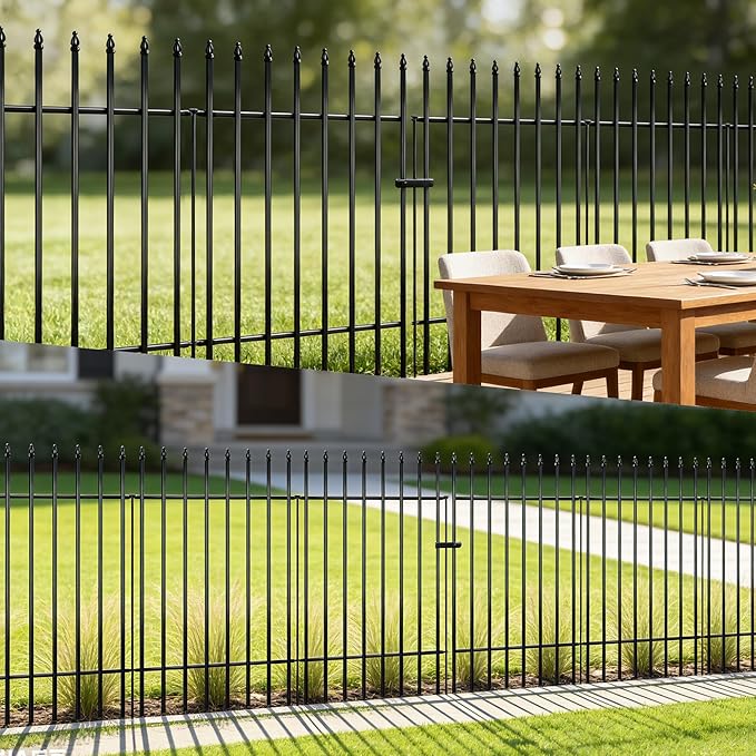 Metal Garden Fence 42" H x 30" W, 5 Panels (4 Panels + 1 Gate), Total 12.5 feet, Metal Border Folding Fence, Landscape Fencing Dog Fence Pet Fence for Flower Bed, Yard, Animal Barrier