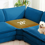 ROWHY 150'' Cloud Modular Sectional Sofa, 7 Seater Sectional Sofa Corduroy Oversized L Shaped Couch with 4 Pillows, Movable Ottoman, Deep Seat Sectional Couches for Living Room Office Bedroom, Blue
