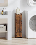 Bathroom Storage Cabinet, Small Corner Floor Cabinet with 2 Doors and Adjustable Shelf, Narrow Toilet Paper Cabinets, Bathroom Organizer for Small Spaces, 7.9"D x 7.9"W x 29.5"H Rustic Brown