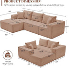 110” Cloud Sectional Couch, Modular Sectional Sofa for Living Room, Boneless Sofa with Deep Seat, Comfy Fluffy Couch with L-Shaped Chaise, No Assembly Required (Left-Facing Chaise, Camel)