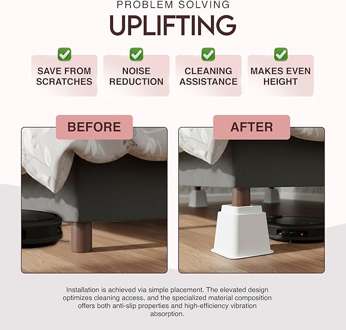 Utopia Bedding Bed Riser, 3 & 5 Inches Adjustable Furniture Risers for 8 Inch Combined Furniture Lift, Under Bed Storage & Dorm Room Essential, Supports Up to 1,300 lbs (4 Set, White)