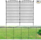 10 Panel No Dig Decorative Garden Fence - 48in H x 23.2 ft L, Tall Animal Barrier for Dogs Rabbits, Rustproof Metal Wire Panels for Yard, Patio, and Outdoor Border Use