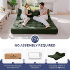 MAXYOYO Folding Sofa Couch, Convertible Floor Sleeper Couch with 2 Pillows, Tufted Floor Oversized Loveseat Couch Tufted Fold Out Chair Bed Comfy Sofa Lounge for Living Room Bedroom, Dark Green