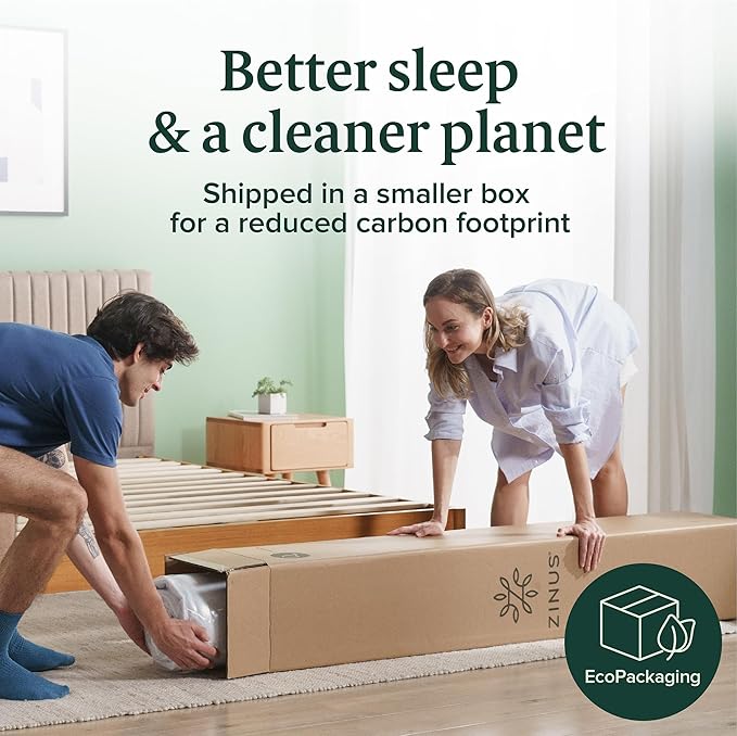 Zinus 8 Inch Twin Green Tea Memory Foam Mattress [New Version], Fiberglass Free, Medium Firm Feel, Zoned Pressure Relief, Certified Safe Foams & Fabric, Mattress in A Box