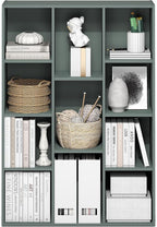 Furinno LUDER Book Shelf, 11-Cube Bookshelf, Reversible Bookcase, 9.4 x 29.1 x 41.7, Easy Assembly, for Living Room, Bedroom, Home Office, Sage Green