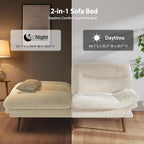 Pipishell Futon Sofa Bed, 75 Inch Corduroy Futon Couch Convertible with Adjustable Backrest and Armrests, Recliner Sleeper Sofa for Small Spaces, Living Room, Office, Guest Room (White, 75 Inch) | Adjustable