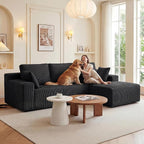Cloud Sectional Boneless Couches for Living Room, Modular L Shaped Couch with Deep Seat Oversized Right Facing Chaise, Memory Foam Compressed Spineless 3 Seater Sofa for Apartment, Black | No Assembly Required, Deep Seat, Cat-Claw Resistant, High-Resil...