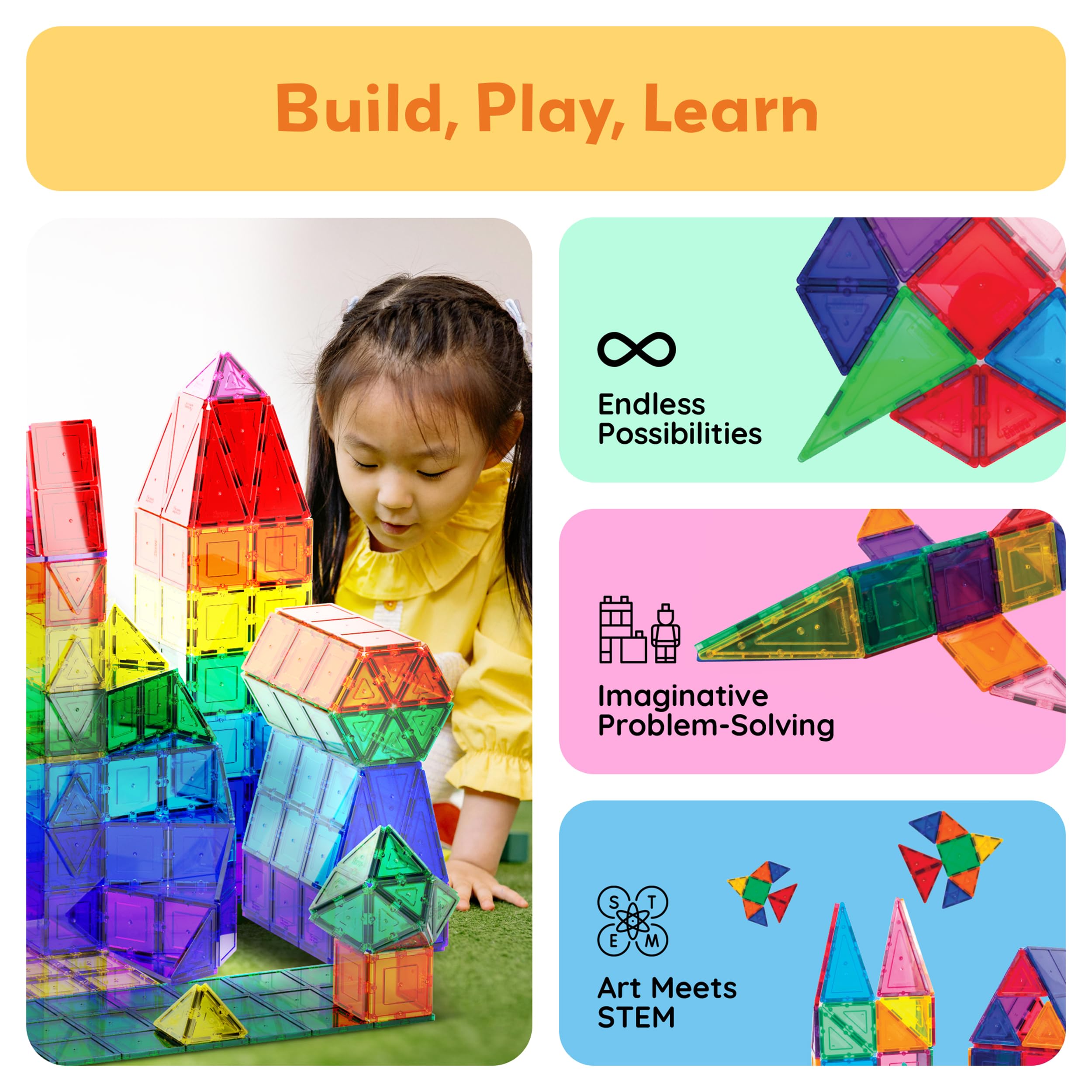 PicassoTiles 60pcs Magnetic Building Blocks