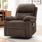 Recliner Chair, 360 Swivel Rocker Chair for Adults, Small Rocking Recliner Chair for Small Spaces, Upholstered Chenille Fabric Glider Recliner Nursery Chair with Side Pockets for Living Room