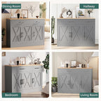 Shintenchi Modern Farmhouse Sideboard Buffet Cabinet with Storage with 3 Doors,42" Barn Doors Buffet Cabinet with Storage,Wood Coffee Bar Cabinets with Adjustable Shelf for Kitchen,Living Room,Grey