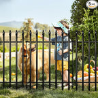 Metal Garden Fence 32 in H x 24 in W 5 Panels (4 Panels + 1 Gate) Total Length 10 ft, No Need Dig Rustproof Animal Barrier Fencing Border Fence for Dog, Patio,Yard, Landscape, Flower Bed