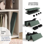 Storage Ottoman Bench with Bins, 43-in Storage Bench for Bedroom End of Bed, Folding Foot Rest Ottoman for Living Room Max 660lbs, Fabric Ottomans, Green