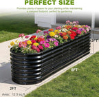 24" Tall Galvanized Raised Garden Bed Outdoor, 8x2x2ft Deep Metal Planter Box with Safety Edging & Support Bars, Large Oval Raised Beds for Gardening Plants Vegetables Herbs Flowers (Dark Grey)
