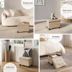 Storage Ottoman Cube with Small Bin, 16-in Square Ottoman with Storage for Living Room and Bedroom, Small Ottomans Foot Rest, Velvet Foot Stools Ottomans Max 330lbs, Taupe