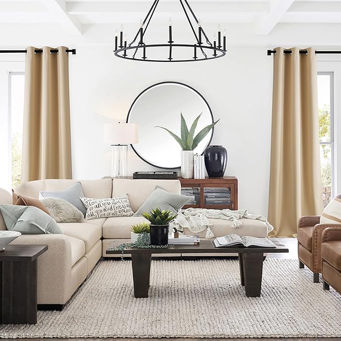 NICETOWN Blackout Biscotti Beige Curtains 84 inches Long, Thermal Insulated Solid Grommet Vertical Drapes Room Darkening Window Treatments for Bedroom, 2 Panels, W40 x L84