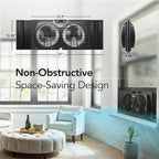 Comfort Zone Window Fan for Bedroom, 9 inch 3 Speed Dual Fans with Auto-Locking Expanders, Window Exhaust Fan, Removeable Bug Screen, Black