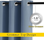 NICETOWN Patio Blackout Curtain Panels - Thermal Insulated Grommet Blackout Drapes Light Blinds Room Darkening Window Treatments for Villa/Cottage (2 Panels, W80 x L95, Stone Blue)