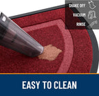 OLANLY Half Circle Door Mat Indoor Outdoor Entrance Welcome, Waterproof All-Season, All-Weather Doormat, Sturdy Natural Rubber, Low Profile, Easy Clean Patio Porch Entryway Mat, 59x23, Wine Red