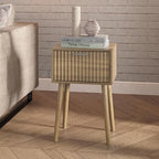 LAATOOREE Nightstands Set of 2, Small Size Side End Table, Bedside Table with Fluted Door, Solid Wood Feet; for Bedroom, Small Bed