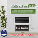Modern Air Vent Cover 14x6 (Duct Opening) - Decorative White Aluminum Linear Slot Diffuser for Wall, Ceiling, Floor Register - Quiet Operation HVAC Grille for Home with Adjustable Airflow