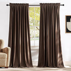 NICETOWN Brown Velvet Curtains, Thermal Insulated Sound Reducing Heavy Matt Heat & Chill Resistant Drapes for Home Decoration (2 Panel Per Pack, 144 inches Long)